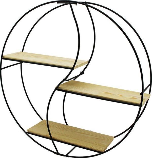 SEMBOL - YUVARLAK 3 KATLI METAL DEKORATİF DUVAR RAF 60 x 14 x 60 cm  GO5060Gok120478 - Image 1