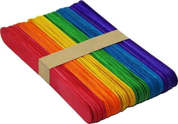 50 PCS   RENKLİ  AHŞAP ELİŞİ ÇUBUK  GO5060Gok140258 - Image 1