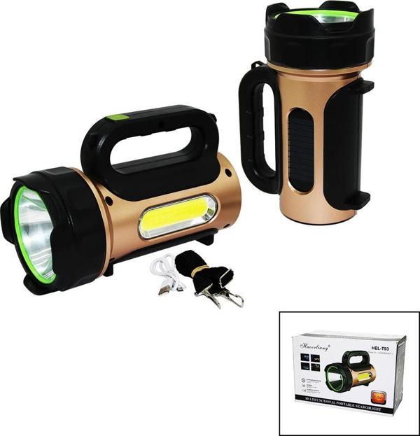 10W - SOLAR - USB ŞARJLI 2IN1 EL FENERİ RENKLİ FONKSİYONEL SMD LED  GO50602702820 - Image 1