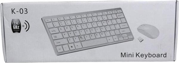 K-03 MİNİ BEYAZ WIRELESS KABLOSUZ KLAVYE MOUSE S PL-395  GO50601411220 - Image 1