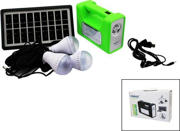 SOLAR SEYYAR PANELLİ - FİŞ ŞARJLI 2İN1 YATAY - DÜZ MODEL EL FENERİ  - 3 PARÇA  AMPUL KABLOLU - POWERBANK  GO50601430450 - Image 1