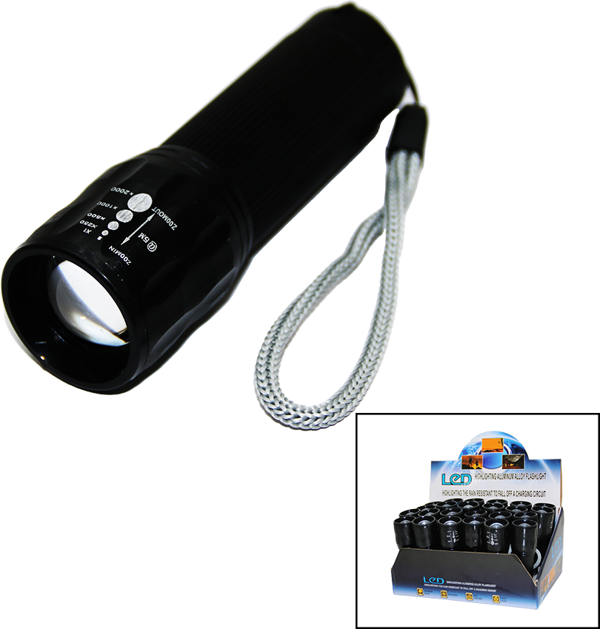 LED GOLD ORION HIGHLIGHTING ALUMİNUM FLASHLİGHT PİLLİ ZOOMLU EL FENERİ METAL KASA  GO50604831640 - Image 1