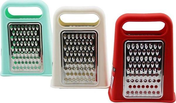 PİRAMİT  METAL MUTFAK RENDESİ ÇİFT YÖNLÜ  RENKLİ PLASTİK ÜSTTEN TUTMALI  GO5060Gok222826 - Image 1
