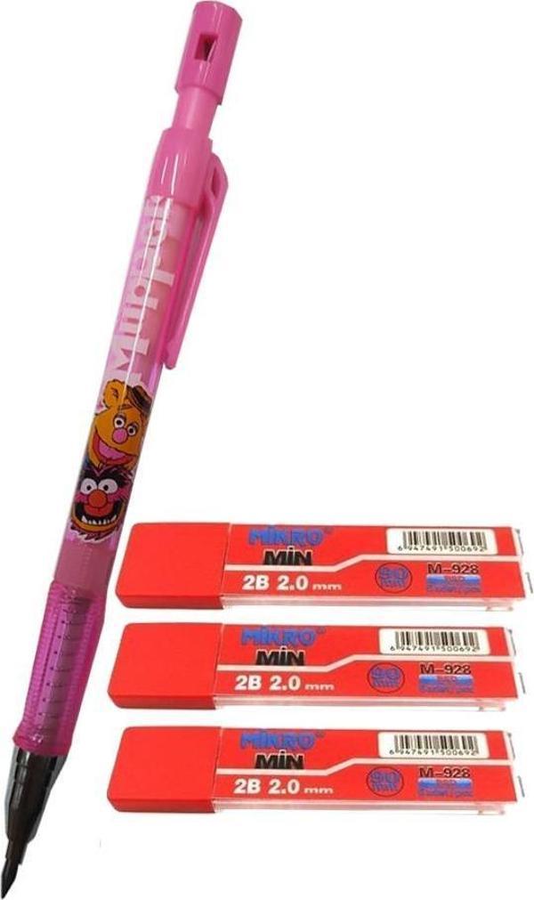 2.0 Mm Kalın Uçlu Versatil Kalem Pembe Renk 1 Adet ve 2.0 Mm Kalın Uç Kırmızı 3 Adet Kalın Uçlu Mekanik Kalem - Image 1