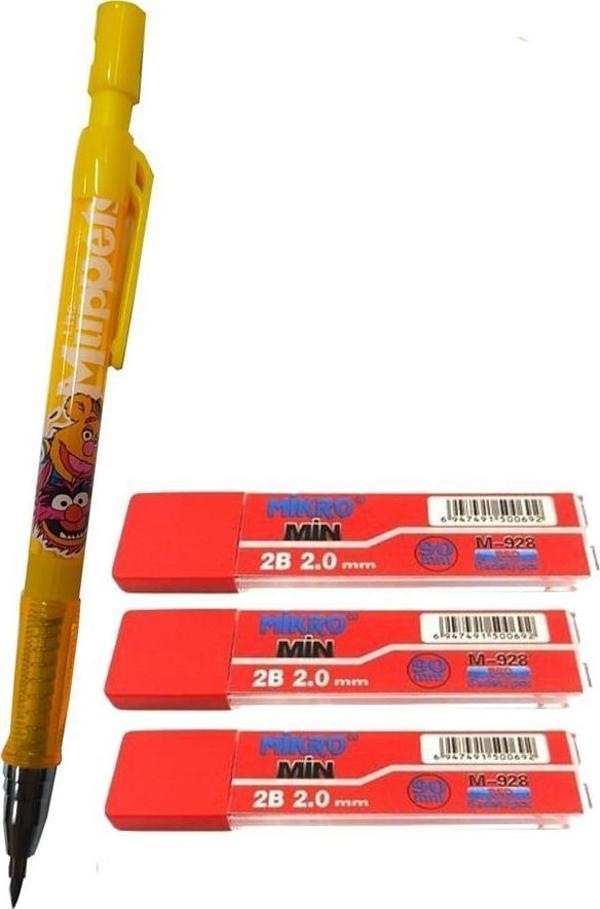 2.0 Mm Kalın Uçlu Versatil Kalem Sarı Renk 1 Adet ve 2.0 Mm Kalın Uç Kırmızı 3 Adet Kalın Uçlu Mekanik Kalem - Image 1