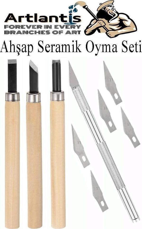 Ahşap Seramik Oyma Seti 3 lü Kretuar 1 Paket İskarpela Seti Paslanmaz Çelik Bıçaklı Ağaç Oyma Heykel Hobi Kretuar Gravür - Image 1