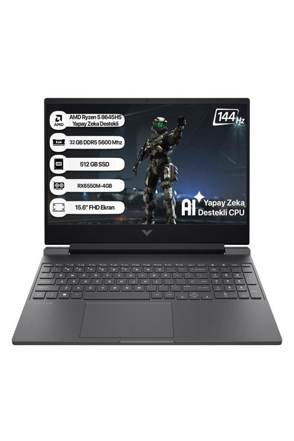 HP Victus B82WJEA-32 AMD R5 8645HS 32GB 512GB SSD RX6550M-4GB Freedos 15.6" FHD 144Hz Taşınabilir Bilgisayar - Image 1