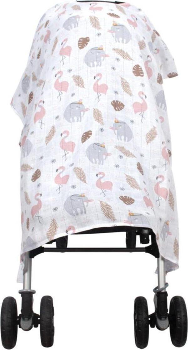 Sevi Bebe Müslin Bebek Arabası Örtüsü Art-42 Flamingo - Image 1