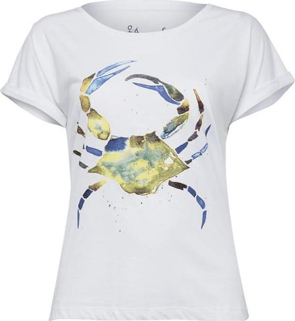 Anemoss Yeşil Yengeç Beyaz Kadın T-Shirt-S - Image 1