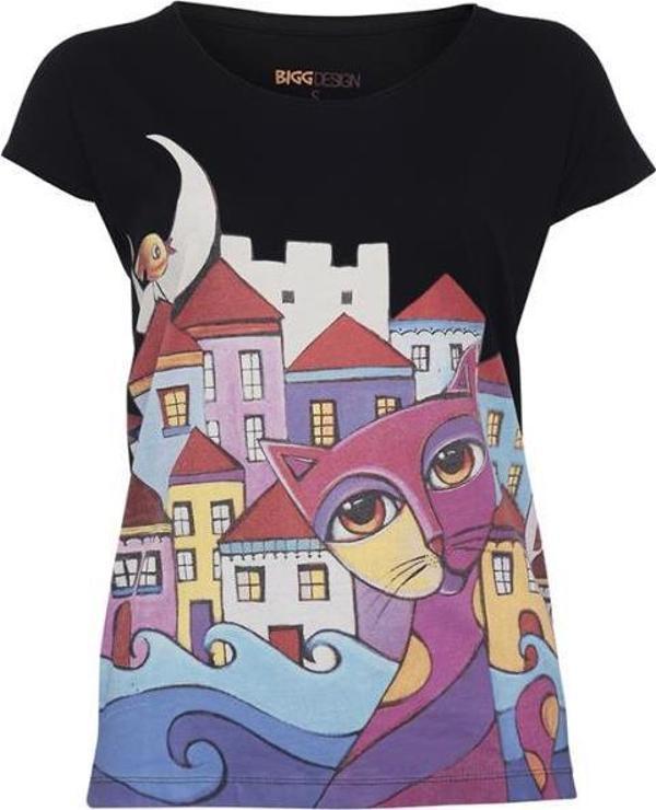 Biggdesign Owl and City Kadın T-Shirt-S - Image 1