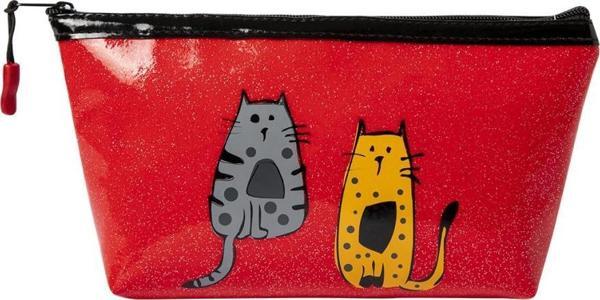 Biggdesign Cats Simli Makyaj Çantası - Kırmızı - Image 1