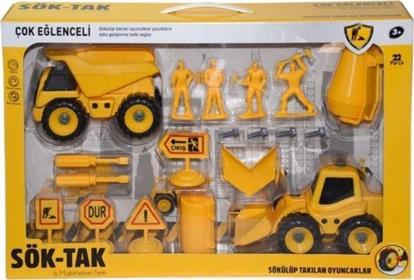 Can-Em Oyuncak Çok Eğlenceli Sök Tak 22 Parça Iş Makineleri Oyun Seti 16 Cm - Image 1