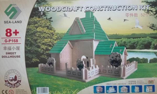 Wooden Toys Yeşil Çatılı Göl Evi Ahşap Maketi De-monte Birleştir Oluştur - Image 1