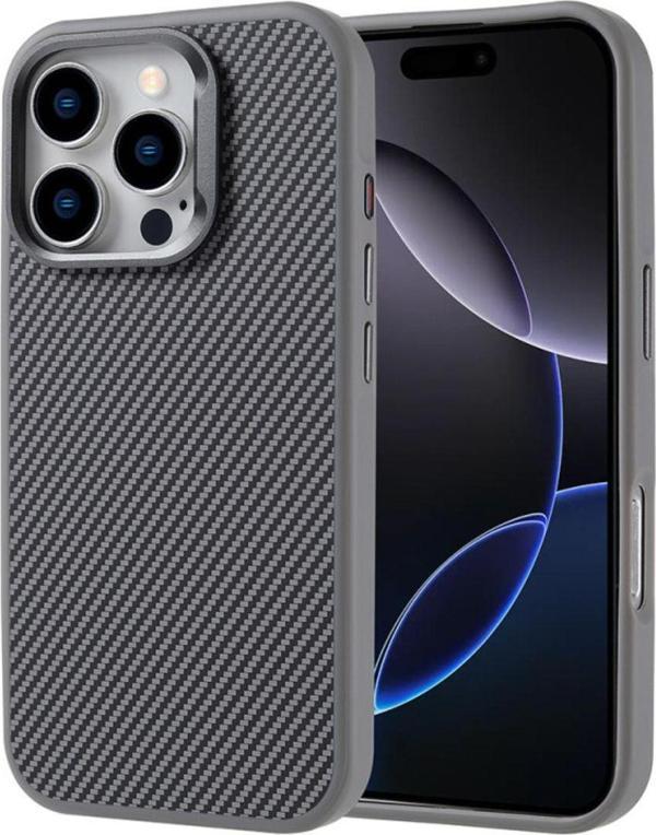 Anka Cep Telefonu Aksesuarları Apple İphone 16 Pro Max Kılıf Magsafe Şarj Özellikli Karbon Fiber Görünümlü Troy Kapak - Image 1
