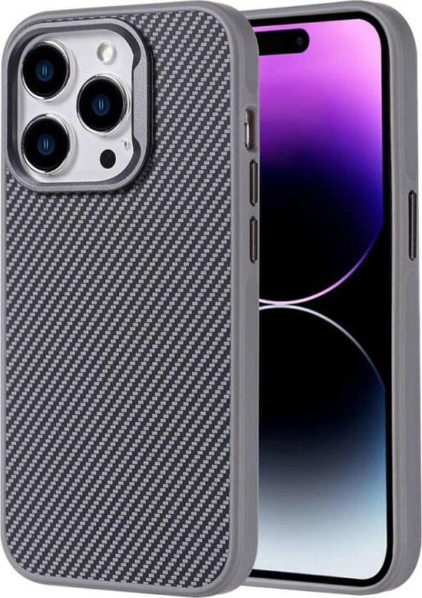 Anka Cep Telefonu Aksesuarları Apple İphone 15 Pro Max Kılıf Magsafe Şarj Özellikli Karbon Fiber Görünümlü Troy Kapak - Image 1