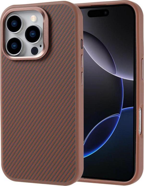 Anka Cep Telefonu Aksesuarları Apple İphone 16 Pro Max Kılıf Magsafe Şarj Özellikli Karbon Fiber Görünümlü Troy Kapak - Image 1