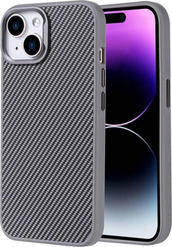 Anka Cep Telefonu Aksesuarları Apple İphone 15 Kılıf Magsafe Şarj Özellikli Karbon Fiber Görünümlü Troy Kapak - Image 1
