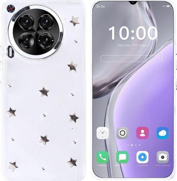 Anka Cep Tekno Tecno Camon 30 (Cl6) Uyumlu Kılıf Airbag Tasarımlı Simli Desenli Şeffaf Kutup Kapak - Image 1