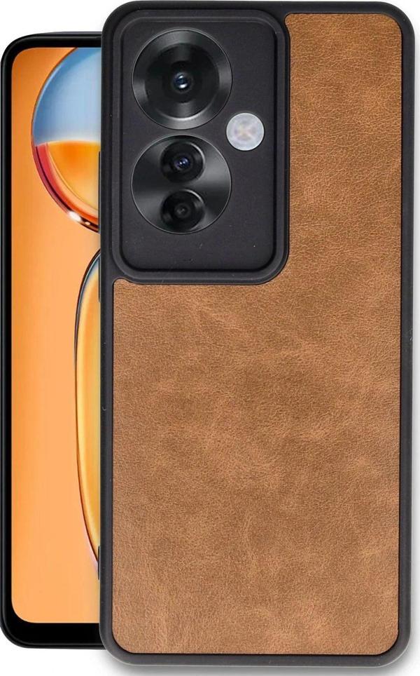Anka Cep Telefonu Aksesuarları Oppo Reno 11F Kılıf Aras Deri Görünümlü Kapak + Ekran Koruma + Kablo Koruma - Image 1