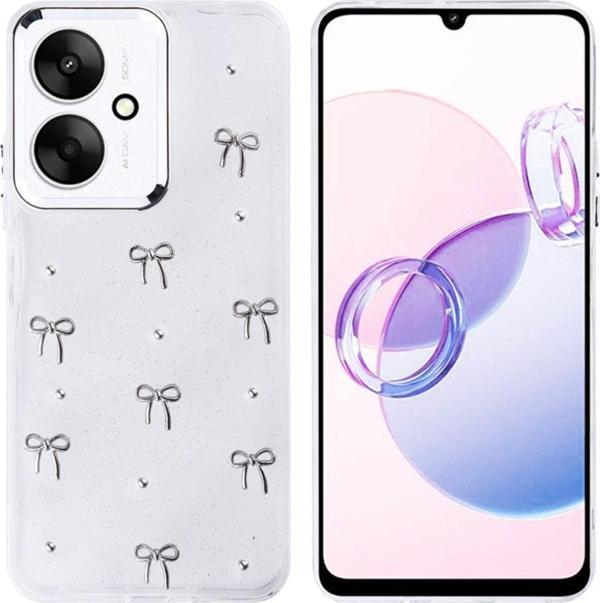 Anka Cep Telefonu Aksesuarları Xiaomi Redmi 13C Uyumlu  Kılıf Airbag Tasarımlı Simli Desenli Şeffaf Kutup Kapak - Image 1