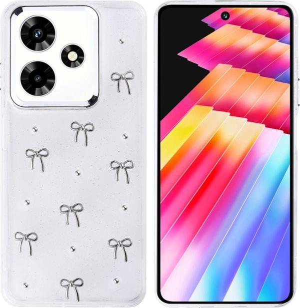 Anka Cep Telefonu Aksesuarları İnfinix Hot 30 (X6831) Kılıf Airbag Tasarımlı Simli Desenli Şeffaf Kutup Kapak - Image 1