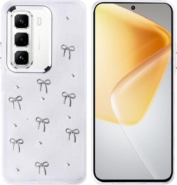 Anka Cep Telefonu Aksesuarları İnfinix Hot 50 Pro 4G  Uyumlu Kılıf Airbag Tasarımlı Simli Desenli Şeffaf Kutup Kapak - Image 1