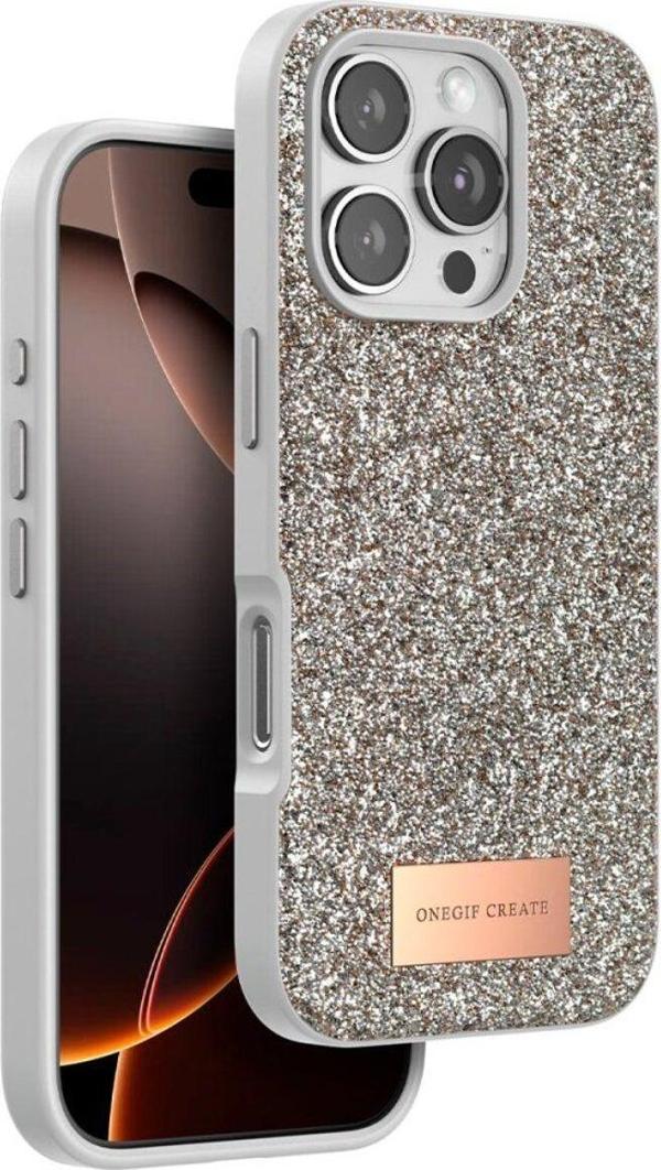 Anka Cep Telefonu Aksesuarları Apple İphone 16 Pro Max Kılıf Bright Zarif Boncuk İşlemeli Tasarım Simli Kapak - Image 1