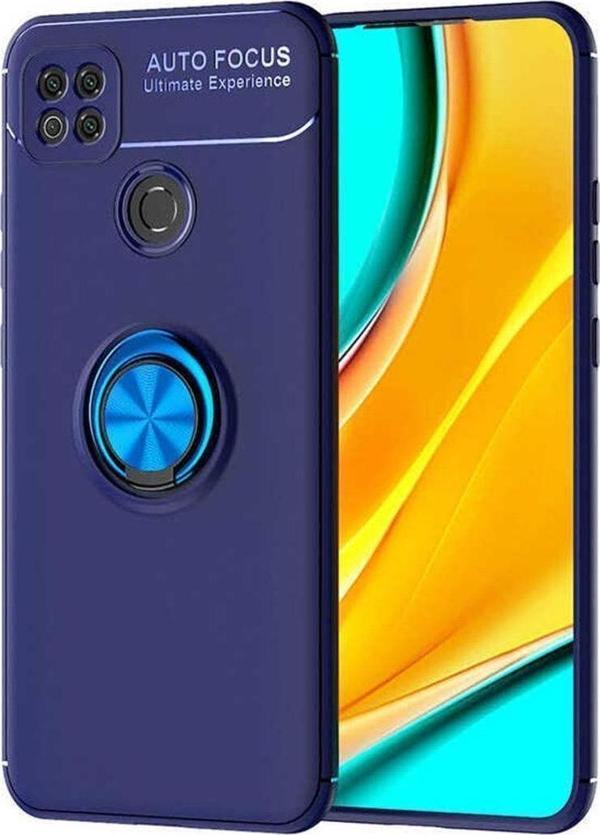 Anka Cep Telefonu Aksesuarları Xiaomi Redmi 9C Kılıf Ravel Yüzüklü Standlı Silikon Kapak+ Ekran Koruma + Kablo Koruma - Image 1