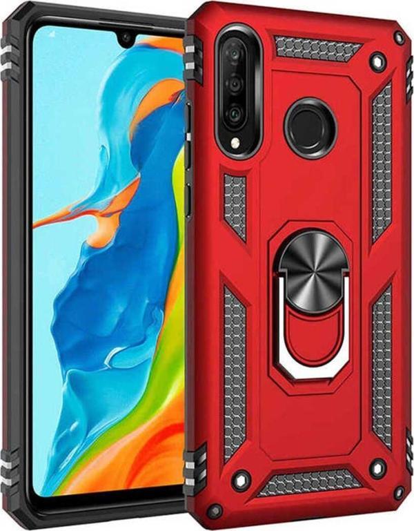 Anka Cep Telefonu Aksesuarları Samsung Galaxy A20S Kılıf Vega Yüzüklü Standlı Tank Zırh Kapak + Ekran Koruma - Image 1