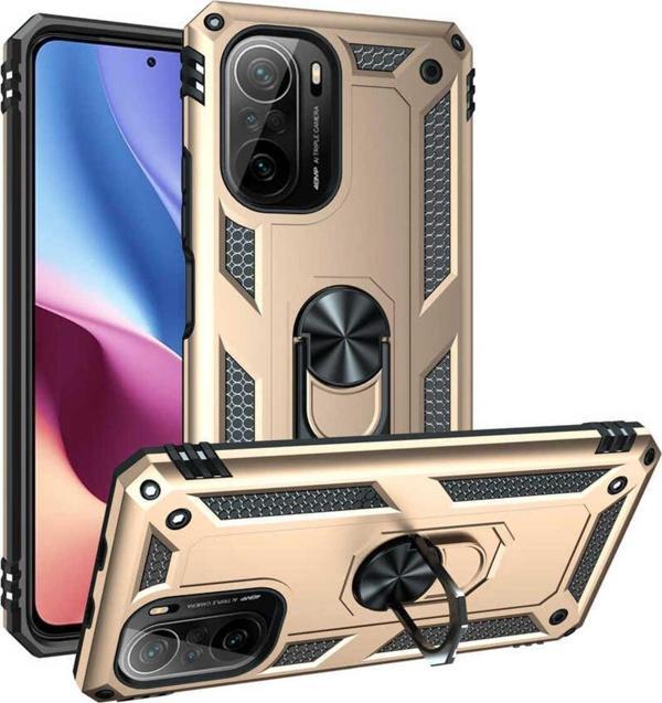 Anka Cep Telefonu Aksesuarları Xiaomi Redmi K40 Kılıf Vega Yüzüklü Standlı Tank Zırh Kapak + Ekran Koruma - Image 1