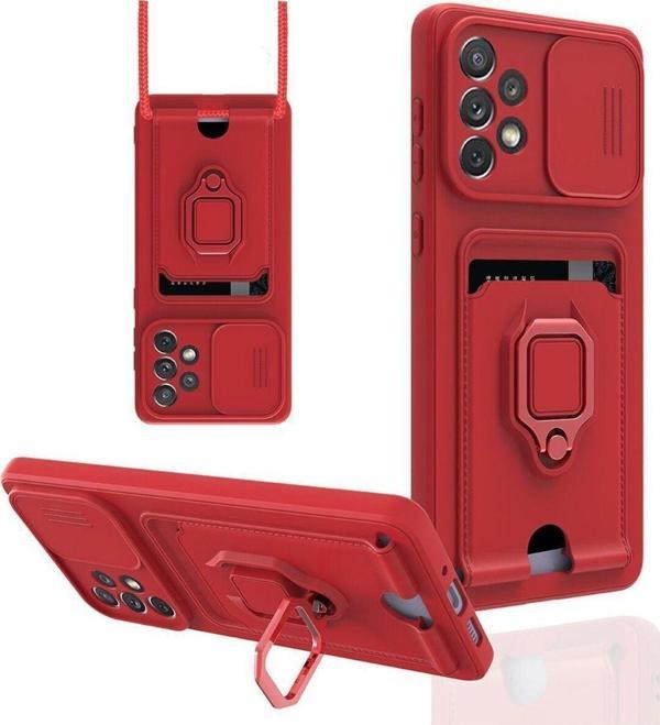 Anka Cep Samsung Galaxy A73 5G Kılıf Zuma Kartvizitli Yüzüklü Boyun Askılı Silikon Kapak + Ekran Koruma - Image 1