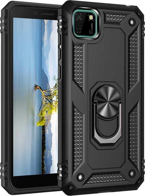 Anka Cep Telefonu Aksesuarları Huawei Y5P Kılıf Vega Yüzüklü Standlı Tank Zırh Kapak + Ekran Koruma - Image 1