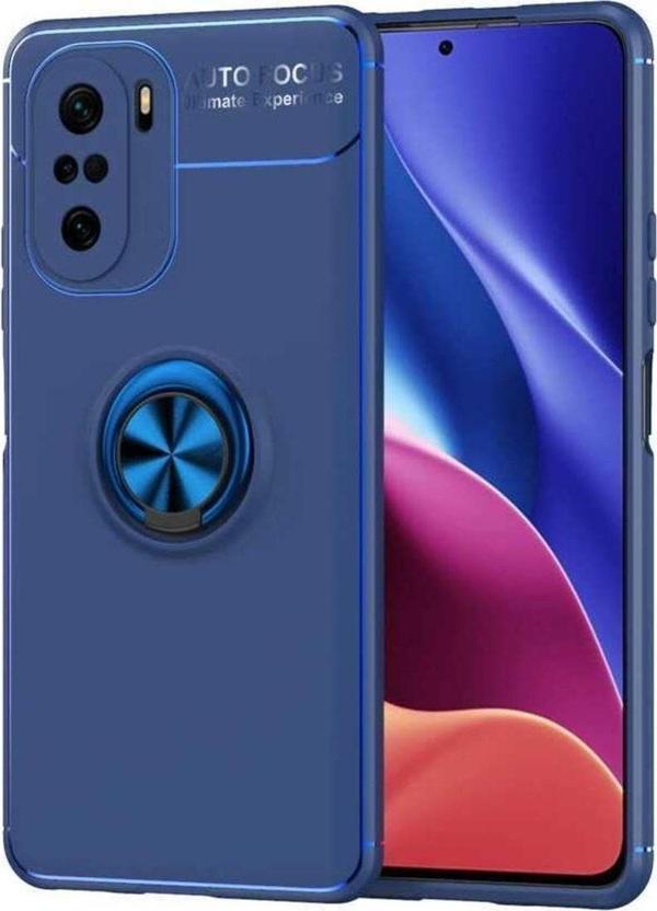 Anka Cep Telefonu Aksesuarları Xiaomi Poco F3 Kılıf Ravel Yüzüklü Standlı Silikon Kapak+ Ekran Koruma + Kablo Koruma - Image 1