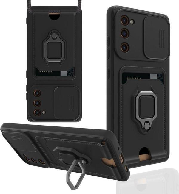 Anka Cep Samsung Galaxy S20 Fe Kılıf Zuma Kartvizitli Yüzüklü Boyun Askılı Silikon Kapak + Ekran Koruma - Image 1