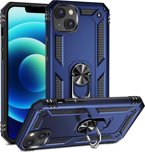 Anka Cep Telefonu Aksesuarları Apple İphone 14 Plus Kılıf Vega Yüzüklü Standlı Tank Zırh Kapak + Ekran Koruma - Image 1