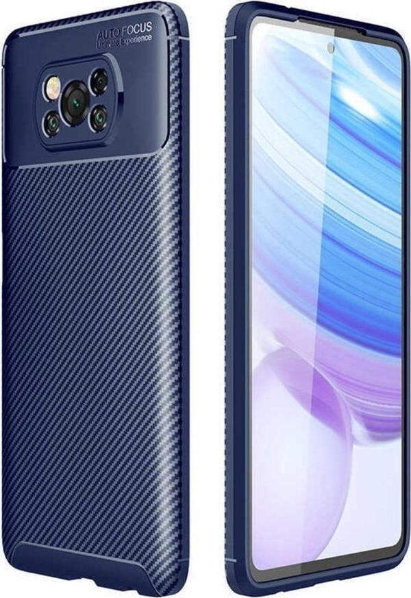 Anka Cep Telefonu Aksesuarları Xiaomi Poco X3 Kılıf Karbon Görünümlü Silikon + Kablo Koruma + Ekran Koruma - Image 1