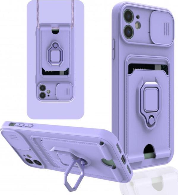 Anka Cep Telefonu Aksesuarları Apple İphone 11 Kılıf Zuma Kartvizitli Yüzüklü Boyun Askılı Silikon Kapak + Ekran Koruma - Image 1