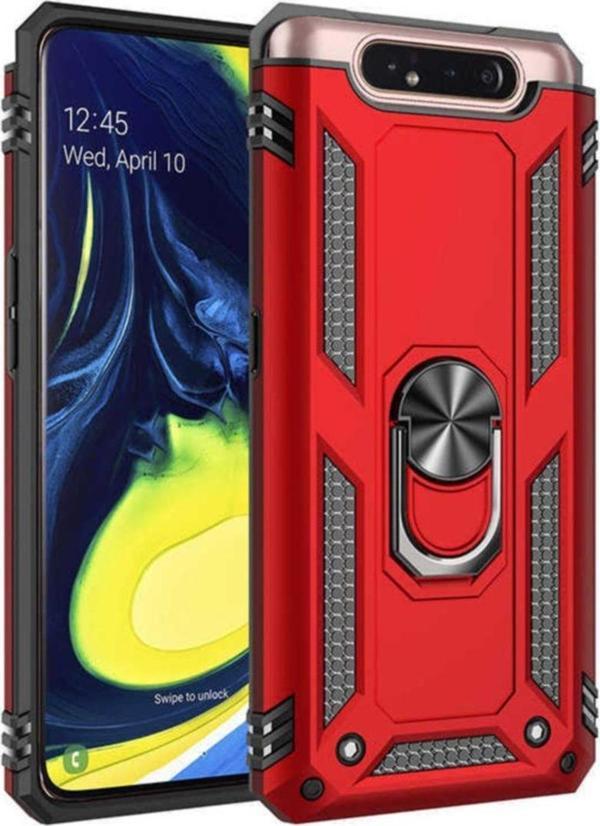 Anka Cep Telefonu Aksesuarları Samsung Galaxy A80 Kılıf Vega Yüzüklü Standlı Tank Zırh Kapak + Ekran Koruma - Image 1