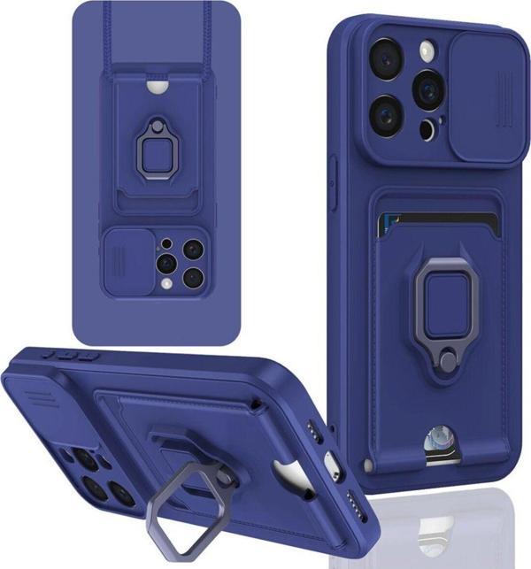 Anka Cep Apple İphone 15 Pro Max Kılıf Zuma Kartvizitli Yüzüklü Boyun Askılı Silikon Kapak + Ekran Koruma - Image 1