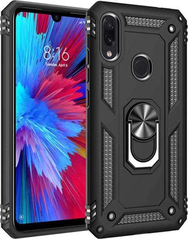 Anka Cep Telefonu Aksesuarları Xiaomi Redmi Note 7 Kılıf Vega Yüzüklü Standlı Tank Zırh Kapak + Ekran Koruma - Image 1