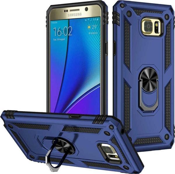 Anka Cep Telefonu Aksesuarları Samsung Galaxy Note 5 Kılıf Vega Yüzüklü Standlı Tank Zırh Kapak + Ekran Koruma - Image 1