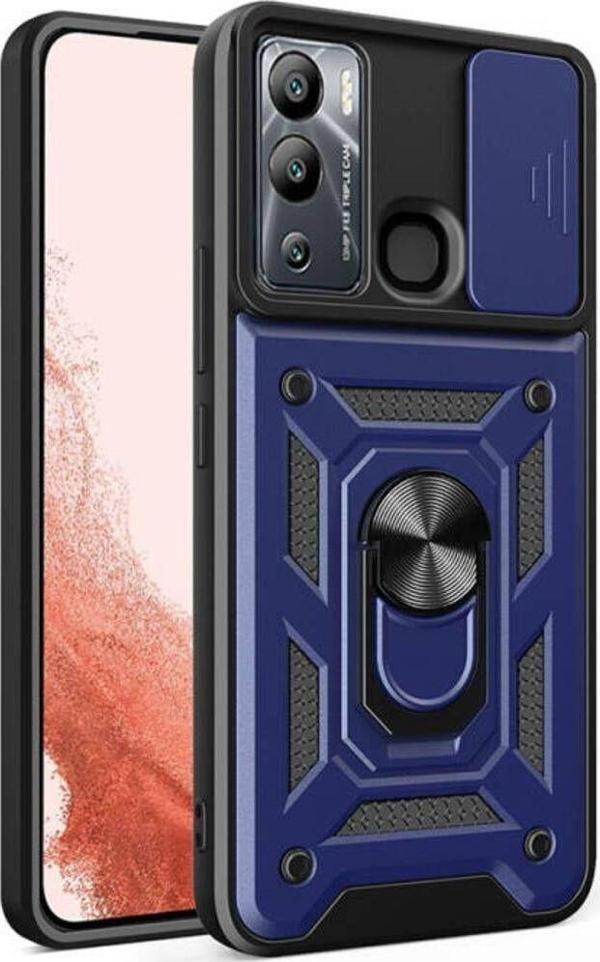 Anka Cep Telefonu Aksesuarları İnfinix Hot 12İ Kılıf Magnetik Standlı Kamera Korumalı Sürgülü Vega Kapak - Image 1