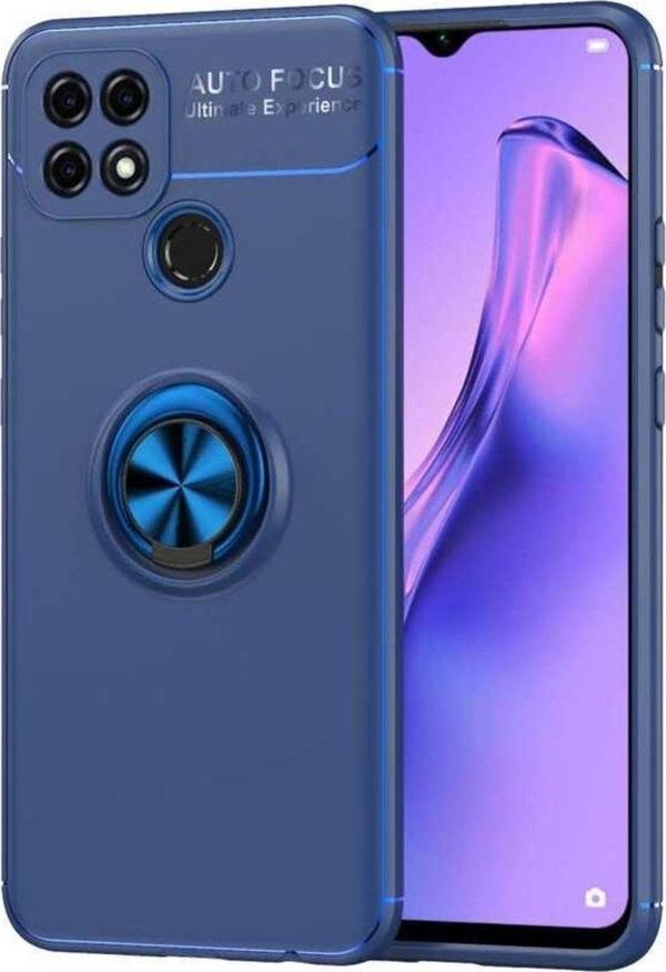 Anka Cep Telefonu Aksesuarları Oppo A15 Kılıf Ravel Yüzüklü Standlı Silikon Kapak+ Ekran Koruma + Kablo Koruma - Image 1