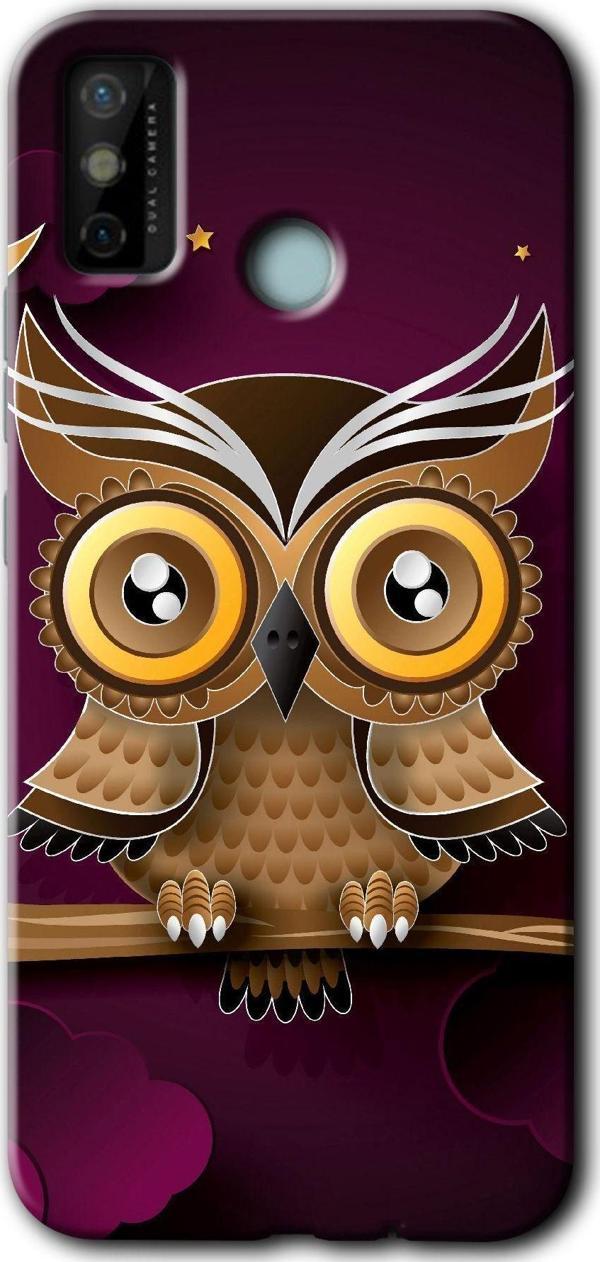 Anka Cep Telefonu Aksesuarları Tecno Tekno Spark 6 Go Kılıf Hd Desen Baskılı Arka Kapak - Owl Bird Branch - Image 1