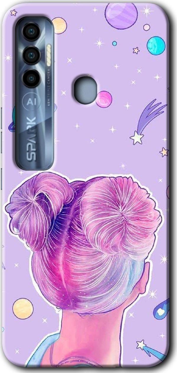 Anka Cep Telefonu Aksesuarları Tecno Tekno Spark 7 Pro Kılıf Hd Desen Baskılı Arka Kapak - Uzaylı Kız - Image 1
