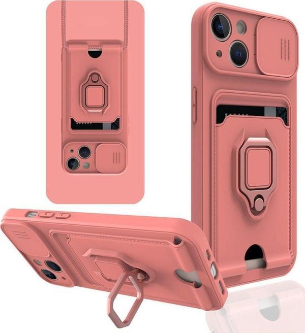 Anka Cep Apple İphone 14 Plus Kılıf Zuma Kartvizitli Yüzüklü Boyun Askılı Silikon Kapak + Ekran Koruma - Image 1