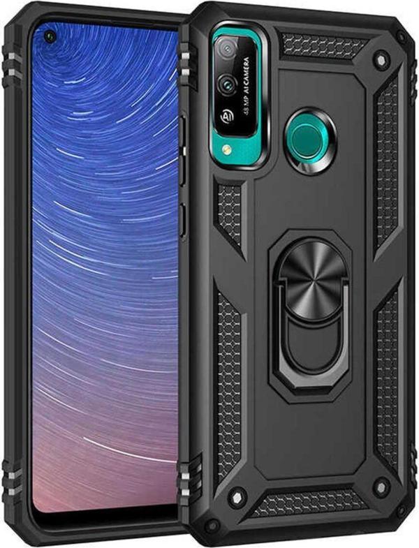 Anka Cep Telefonu Aksesuarları Huawei P40 Lite E Kılıf Vega Yüzüklü Standlı Tank Zırh Kapak + Ekran Koruma - Image 1
