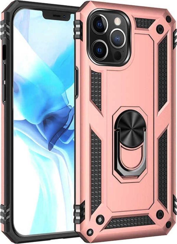 Anka Cep Telefonu Aksesuarları Apple İphone 12 Pro Kılıf Vega Yüzüklü Standlı Tank Zırh Kapak + Ekran Koruma - Image 1
