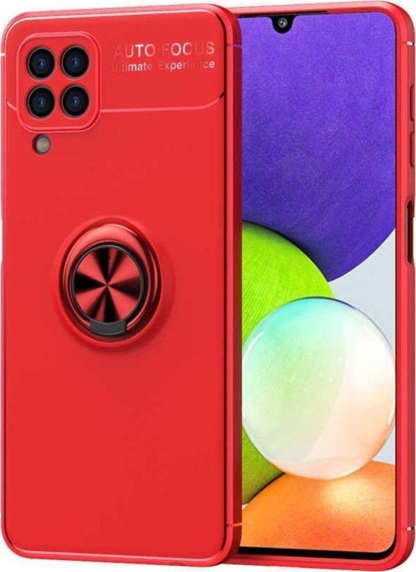 Anka Cep Samsung Galaxy M22 Kılıf Ravel Yüzüklü Standlı Silikon Kapak+ Ekran Koruma + Kablo Koruma - Image 1