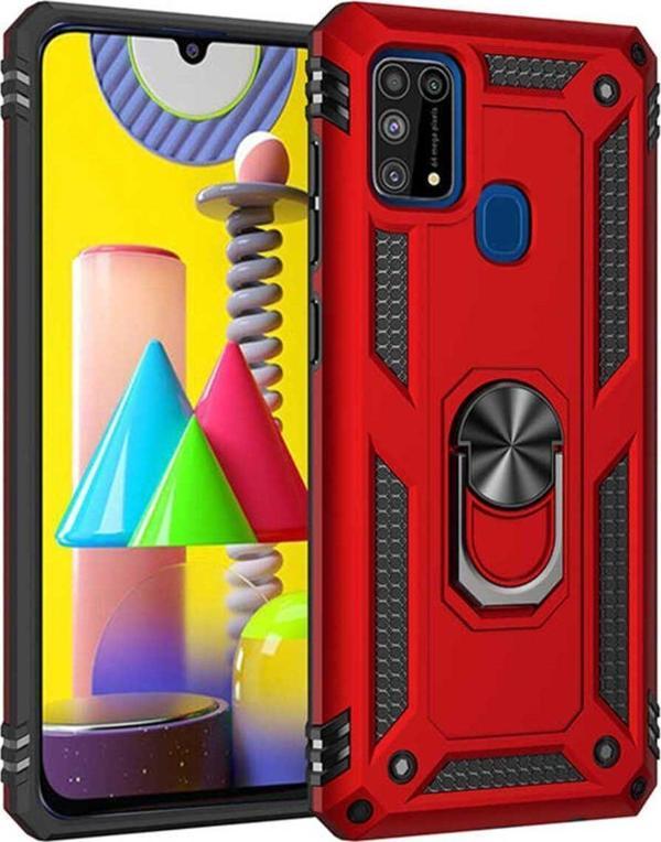 Anka Cep Telefonu Aksesuarları Samsung Galaxy M31 Kılıf Vega Yüzüklü Standlı Tank Zırh Kapak + Ekran Koruma - Image 1